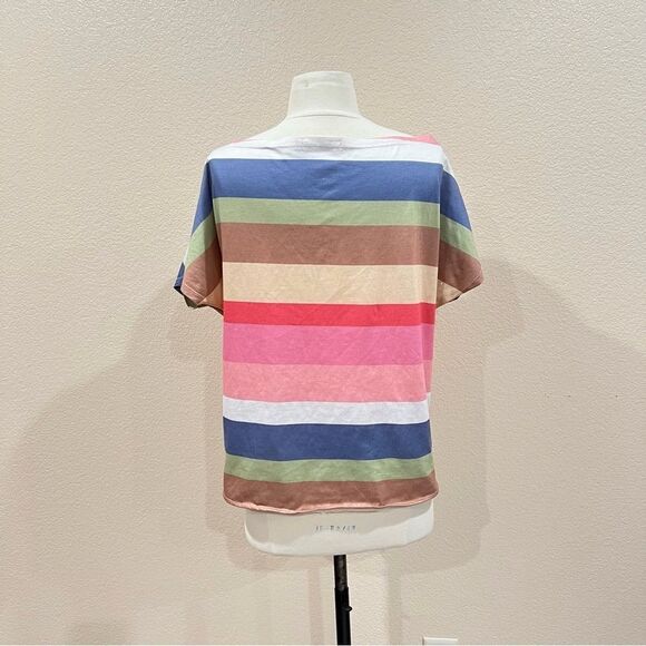 Amaryllis Colorful Striped Knotted Front Top Large - Picture 5 of 10